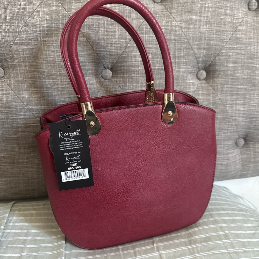 K. Carroll Elegant Burgundy Handbag - Picture 4 of 8